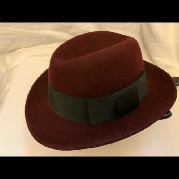 Kate Spade New York hats off Burgundy  black  Hat - One Size  Gorgeous - Picture 9 of 12